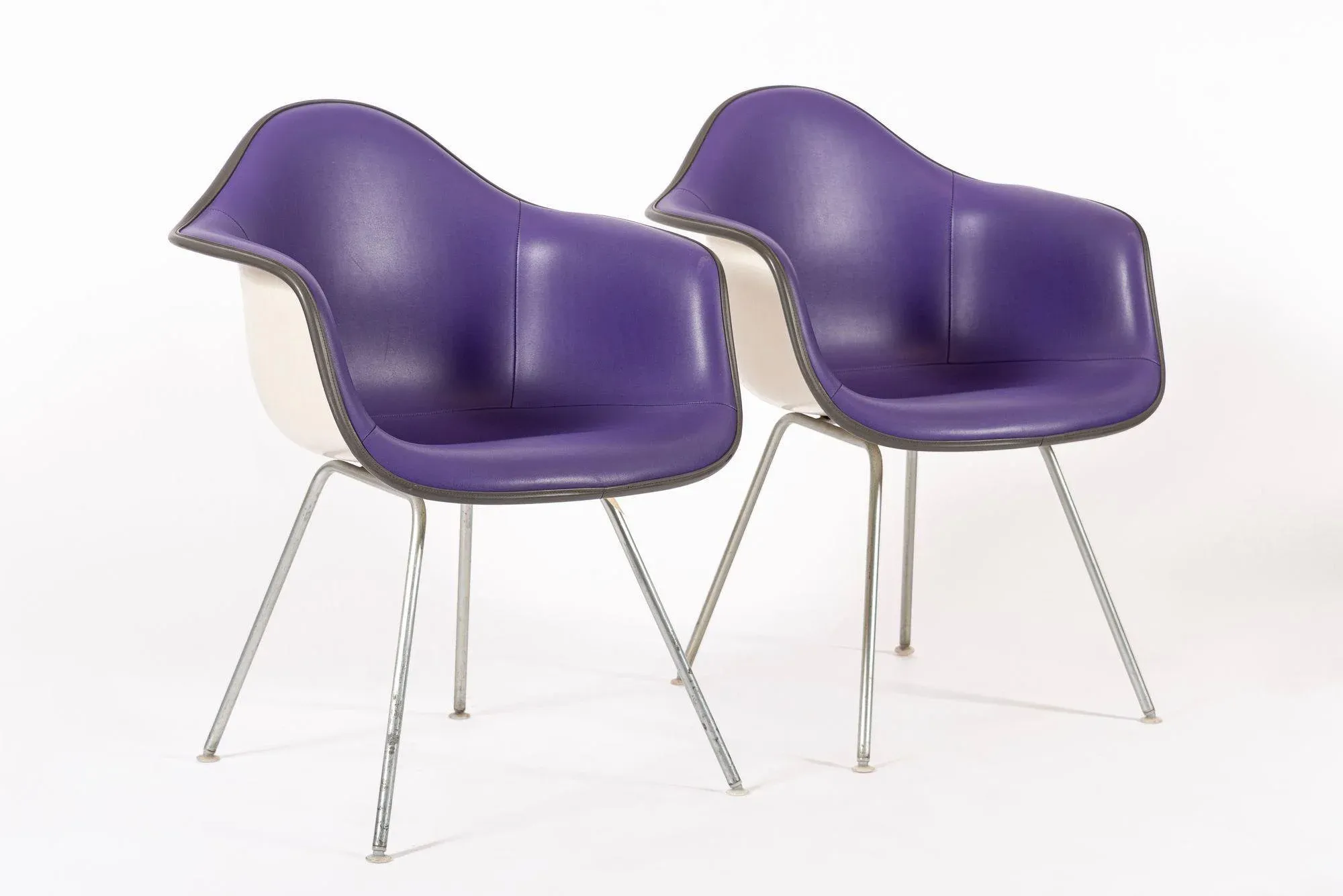Vintage Mid Century Dax Purple Lounge Chairs by Eames for Herman