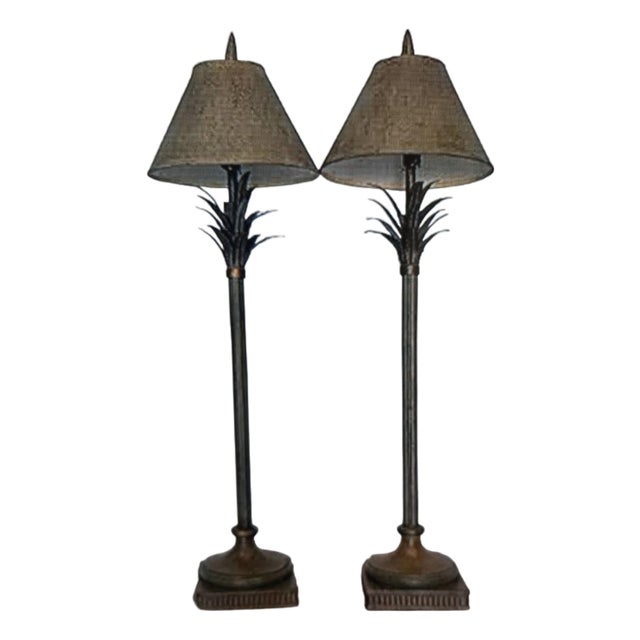 Late 20th Century Statuesque Palm Tree Lamps - A Pair For Sale