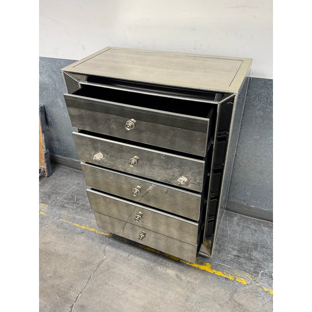 2010s Z Gallerie Omni Mirrored Five Drawer Chest For Sale - Image 5 of 12