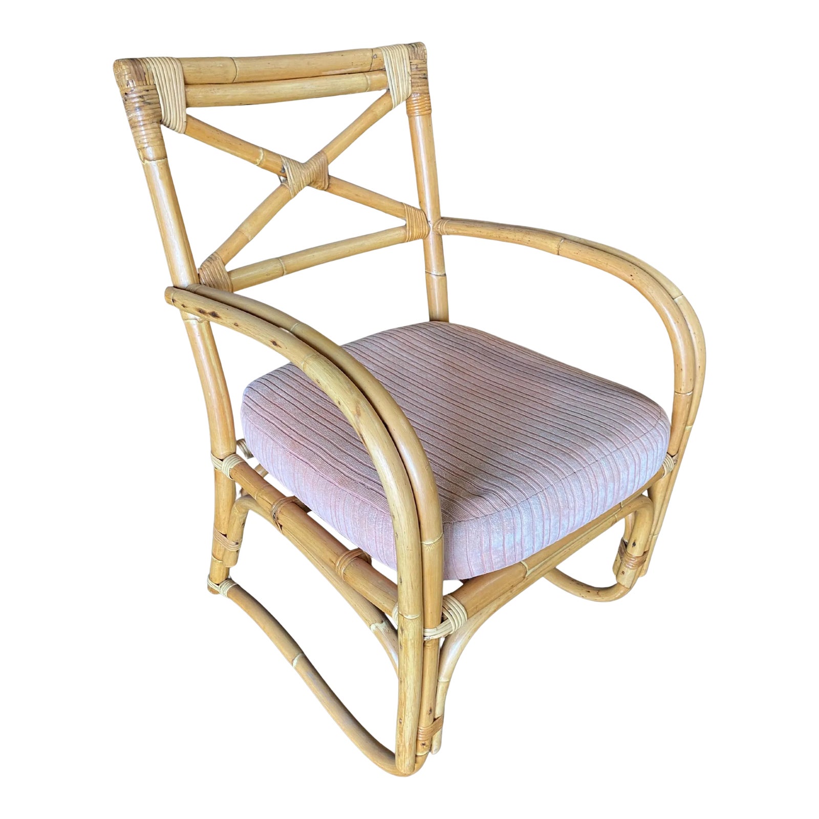 Rattan 2-Strand X-Back Lounge Chair With Streamline Speed Arms | Chairish