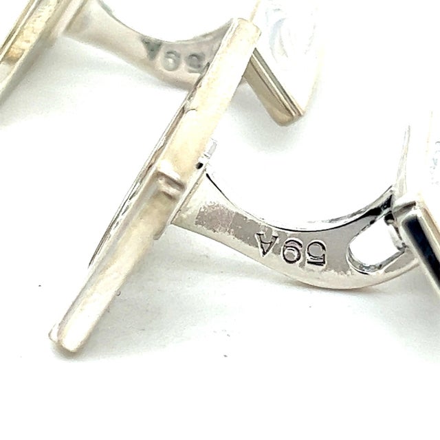 1990s 1990s Georg Jensen Estate Mens Cufflinks Set With Tie Pin Without Back of Tie Pin Silver, 3 Pieces For Sale - Image 5 of 9