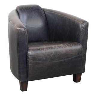 Black Cowhide Aviator Armchair For Sale