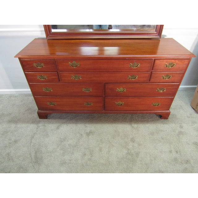 Henkel Harris Henkel Harris Solid Cherry Dresser With Mirror For Sale - Image 4 of 15