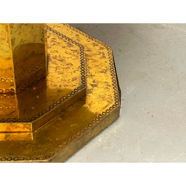 Mid-Century Octagonal Brass and Burl Veneer Coffee Table, 1970s For Sale - Image 6 of 18