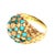 Metal Mid 20th Century 18k Yellow Gold Vintage Turquoise Studded Ring, Size 5.5 For Sale - Image 7 of 10
