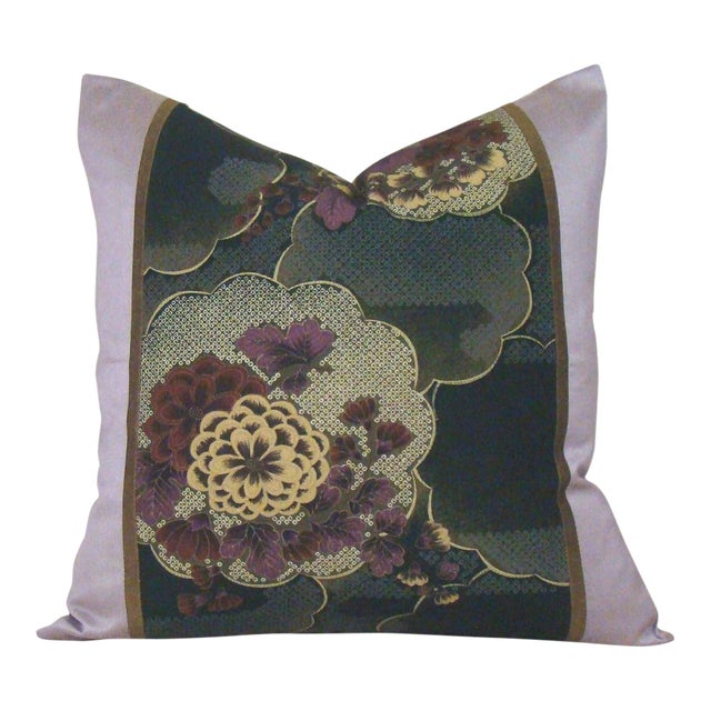 Japanese Silk Floral Chuya Obi Pillow Cover Chairish