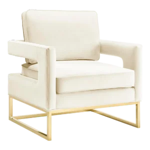 Avery Cream Velvet Chair with Gold Frame