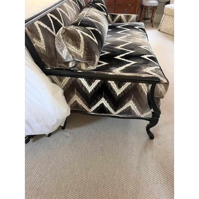 Schumacher Vintage, French Inspired Settee Drenched in Schumacher Cut Velvet ($800/Yd)... For Sale - Image 4 of 7