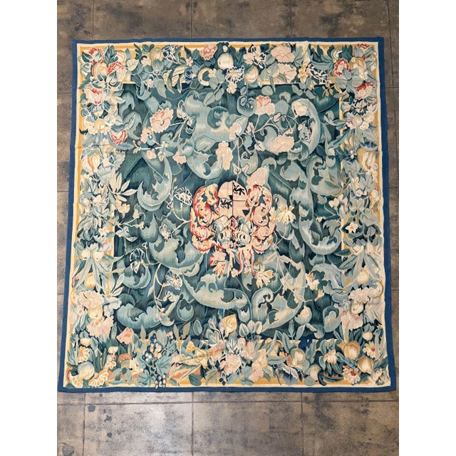 This beautifully woven vintage tapestry, dating to circa 2000, features an elaborate botanical composition inspired by the...