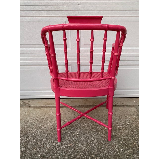Pink Lacquered Faux Bamboo Club Chair Chairish