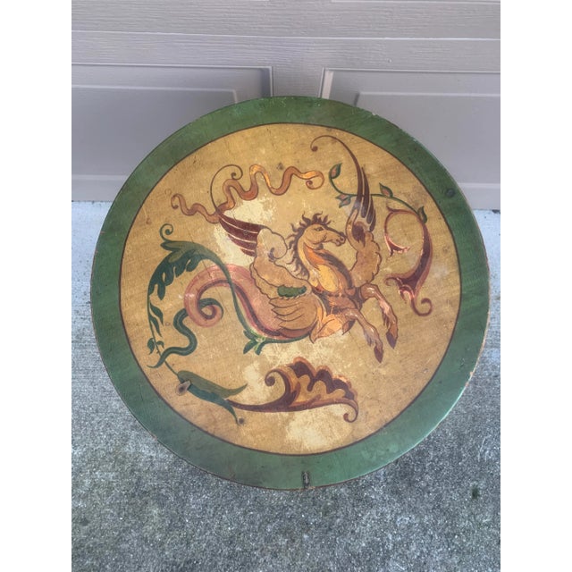Regency Green and Gold Painted Flip-Top Side Table With Allegorical Pegasus Motif For Sale In South Bend - Image 6 of 14