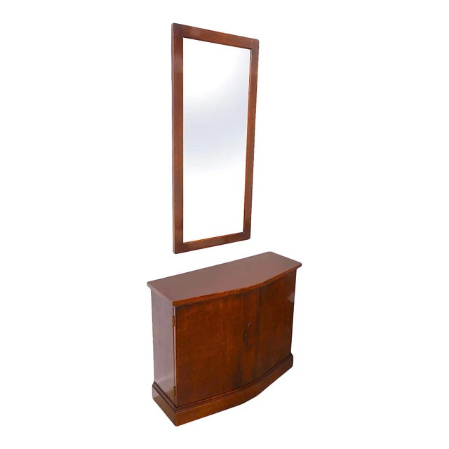 Burlwood Console & Mirror Set 1940s For Sale - Image 13 of 13