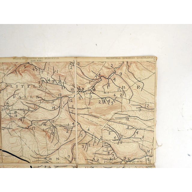 Shabby Chic Richfield Springs New York 1902 Us Geological Survey Folding Map For Sale - Image 3 of 6