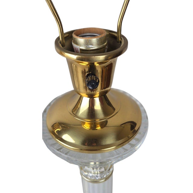 1980s Brass and Glass Column Buffet Table Lamps - A Pair For Sale - Image 5 of 10
