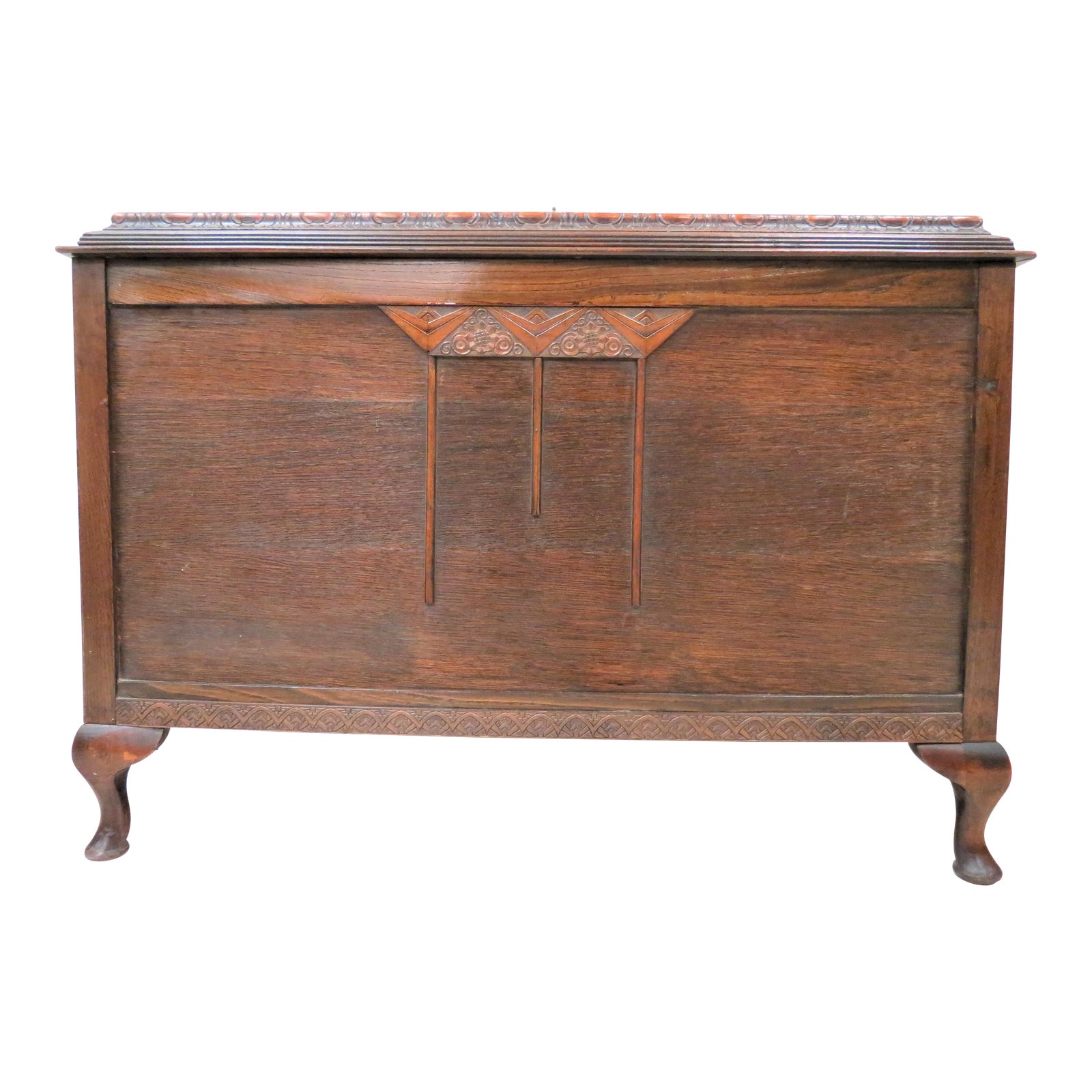 Antique English Mahogany Lift Top Blanket Chest With Cantered Top