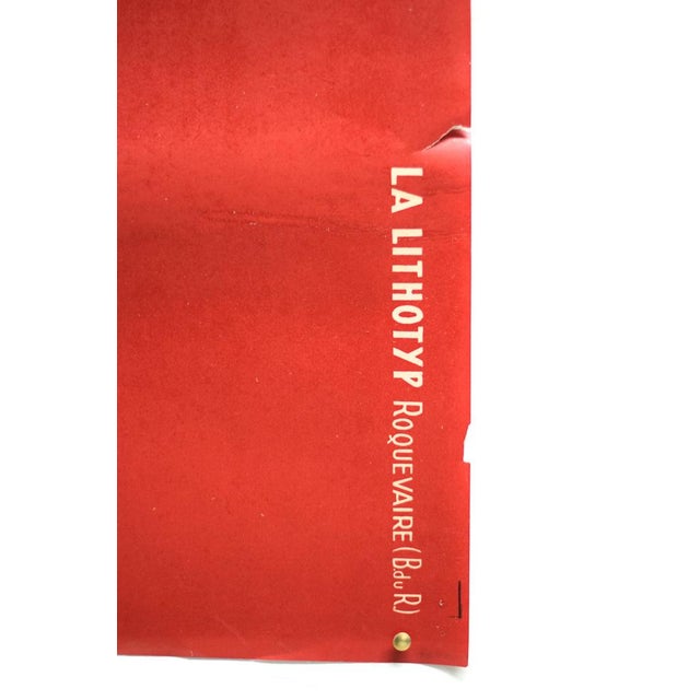 Red Large Mattei Cap Corse Advertising Poster by Rene Bougros, 1950s For Sale - Image 8 of 18