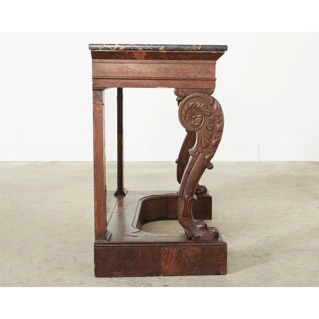19th Century Charles X Style Mahogany Marble Top Console Table For Sale - Image 4 of 13