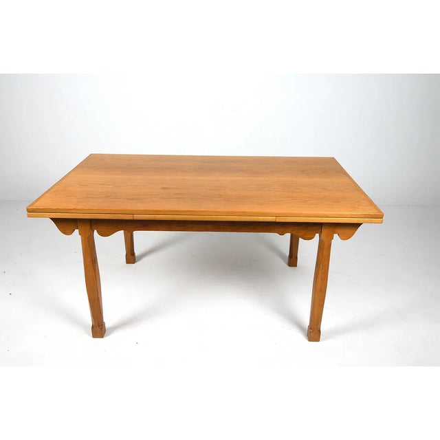 1970s Vintage Danish Oak Extending Dining Table in the Manner of Henning Kjærnulf For Sale - Image 4 of 13