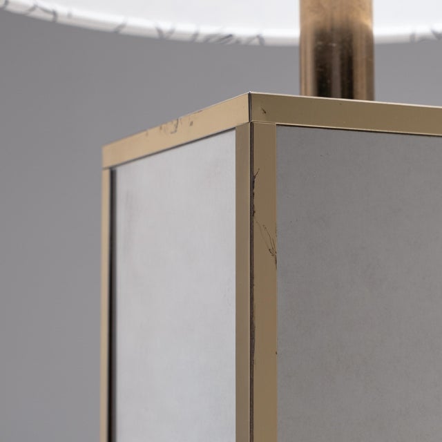 Vintage Mirrored Table Lamp with Pierre Frey Fabric Shade, 1980s For Sale - Image 6 of 9