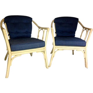 Mid-Century Rattan Armchairs - A Pair For Sale