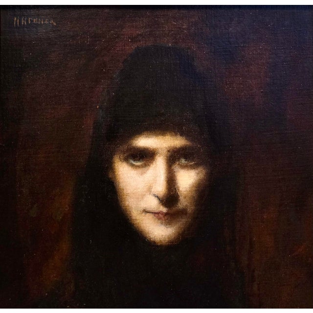Late 19th Century Jean-Jacques Henner - La Religieuse ( the Nun) -19th Century Oil Painting For Sale - Image 5 of 12
