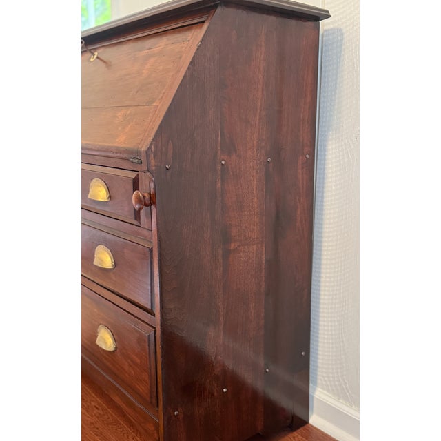 Antique American Walnut Slant Front Writing Desk With Drawers Circa 1800's For Sale - Image 4 of 18
