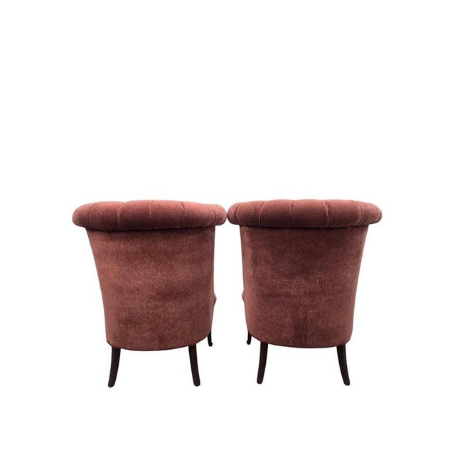 Vintage Queen Anne Style Tufted Wingback Chairs Newly Reupholstered - Pair For Sale - Image 4 of 14