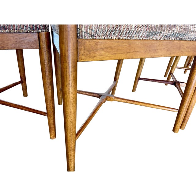 Wood MCM Spindle Back Walnut Dining Chairs in the Style of Seven Robsjohn-Gibbings- Set of 6, Mid Century Modern For Sale - Image 7 of 12