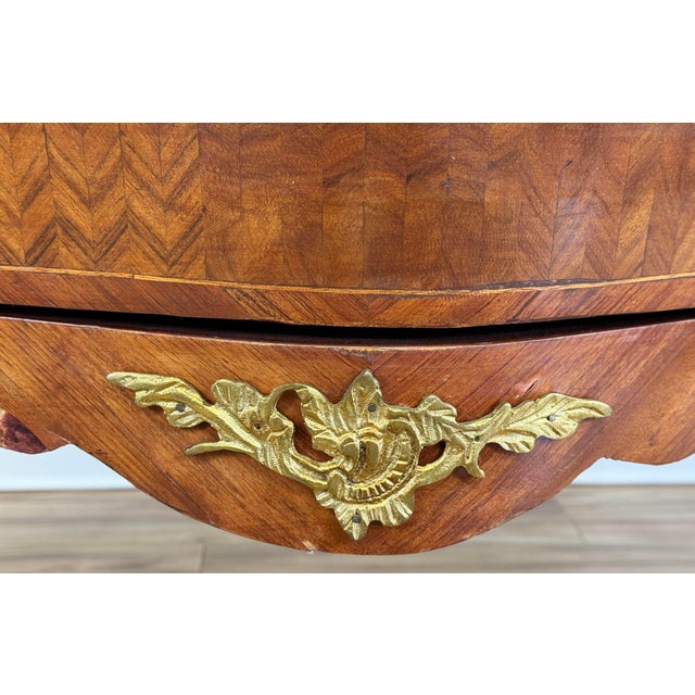 Vintage French Louis XV Style Marble Top Bombe Chest Commode For Sale - Image 15 of 18