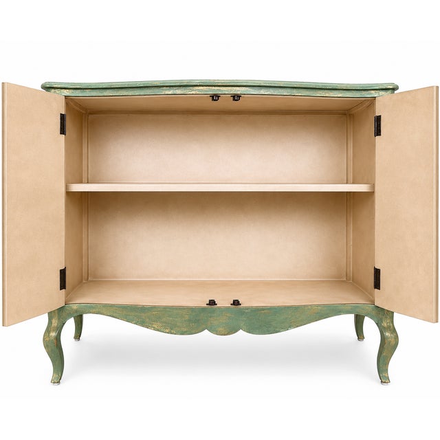 2000 - 2009 Hand-Painted French Provincial Cabinet | Custom Artisan Painted Accent Cupboard For Sale - Image 5 of 8