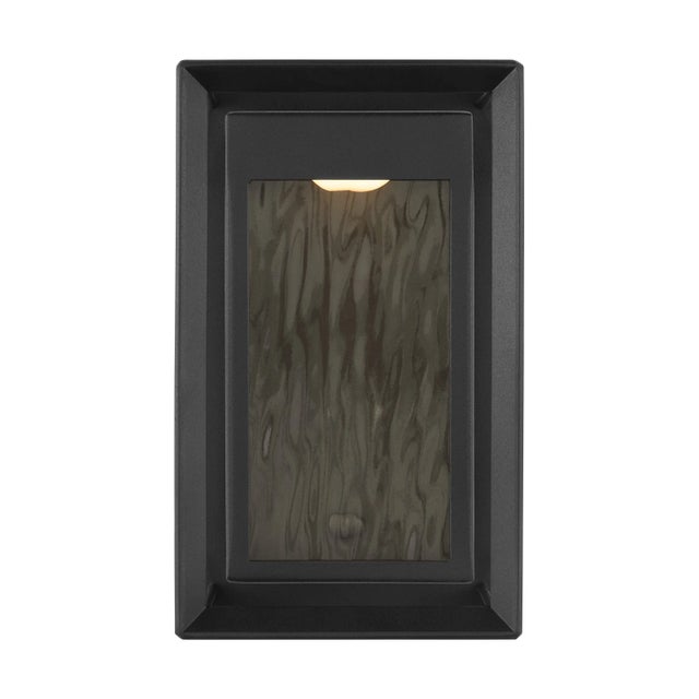Sean Lavin by Visual Comfort Studio Urbandale 1-Light Outdoor Small LED Lantern Sconce in Textured Black For Sale In Greenville, SC - Image 6 of 6