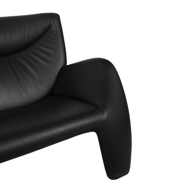 Leolux Echnaton 2-Seater Sofa in Black Leather from Leolux For Sale - Image 4 of 14