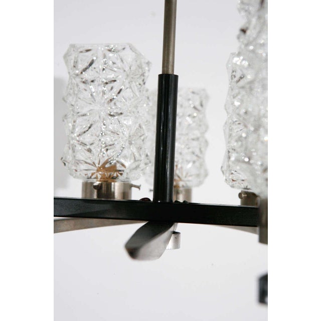 1960s Modernist Italian Glass & Brushed Nickel Fixture For Sale - Image 4 of 8