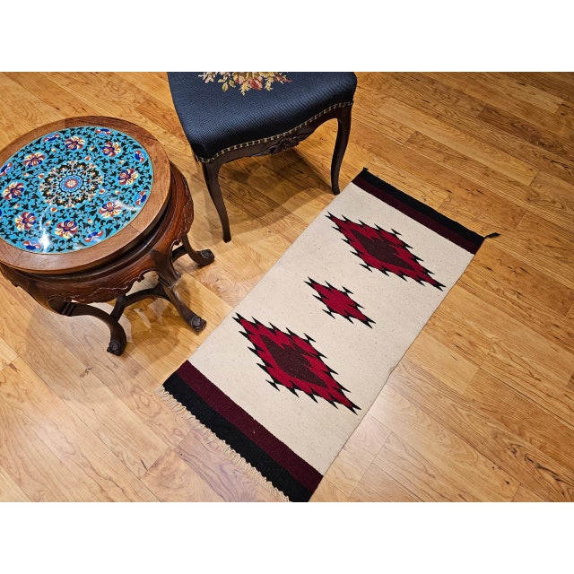 American Vintage Native American Navajo Rug, Handwoven Wool, Medallion Pattern, 2x3 For Sale - Image 3 of 12