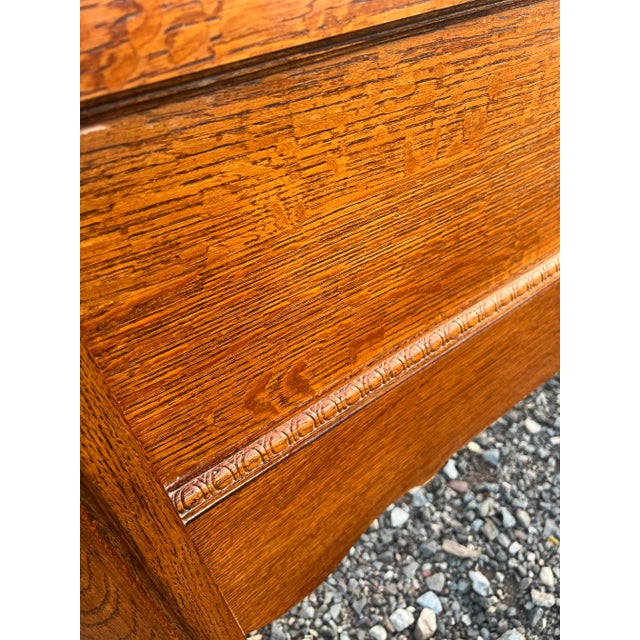 Lexington Carved Victorian Mansion Oak Bed - Queen Size For Sale - Image 10 of 12