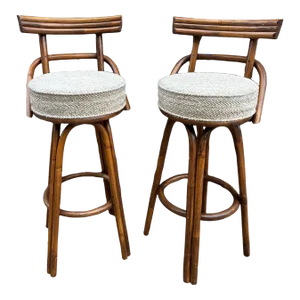 Paul Frankl Attributed Bamboo Stools - A Pair