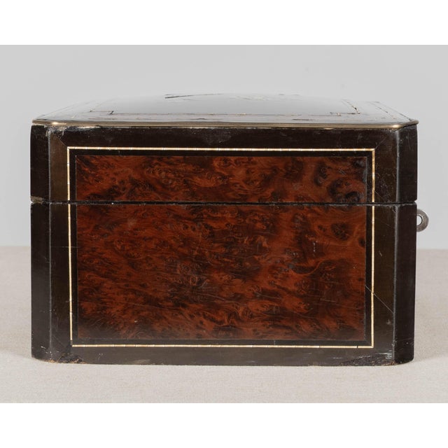 Brown 19th Century Napoleon III Marquetry Box, Mother of Pearl Inlay For Sale - Image 8 of 16