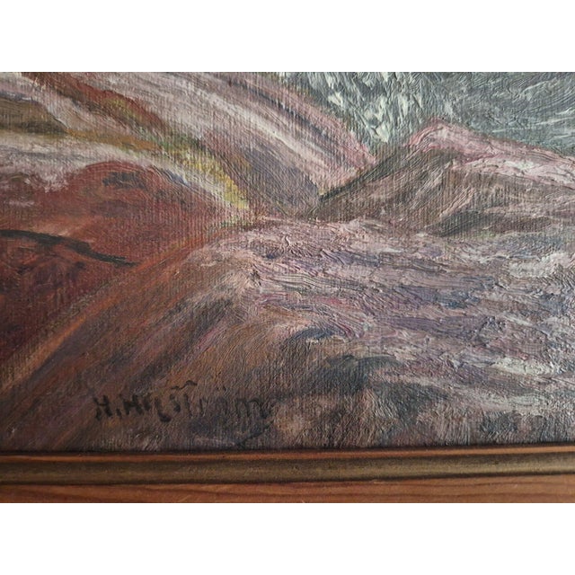 Oil on canvas with ocean / archipelago motif, Swedish mid1900s. with naturally darkened pine. Signed, most likely H or M...