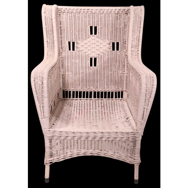 Vintage Arts and Crafts Wicker Lounge Chair For Sale In New York - Image 6 of 15