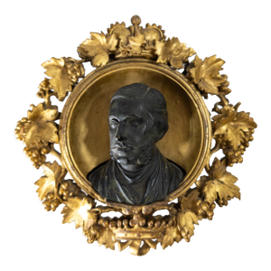 19th Century English Portrait Bronze Bust of Albert Prince Consort in Giltwood Frame