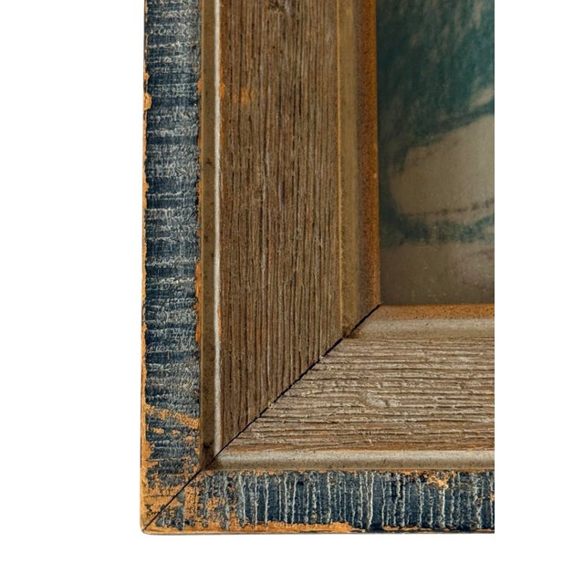 Mid 20th Century Framed Pastel Charcoal Portrait Painting on Board of a “Boy in Blue” For Sale - Image 9 of 12