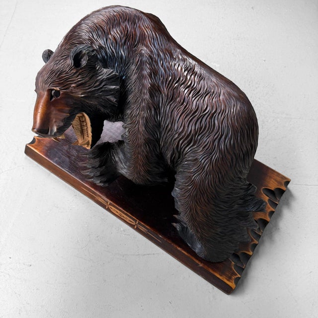 Mid-Century Modern Ainu Wooden Bear Sculpture, 1950s For Sale - Image 3 of 17