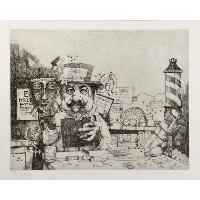 This artwork "GP (General Practitioner)" c.1980 is an original etching by noted American artist Charles Bragg, 1931-2017....
