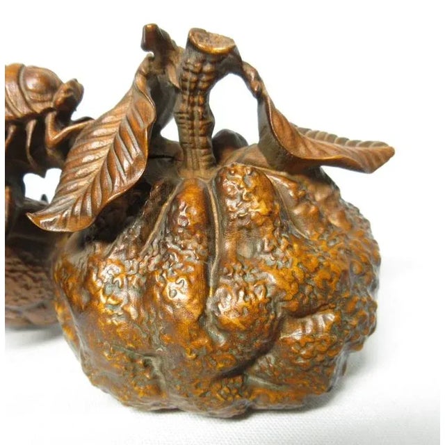 Japanese Shōwa Carved Boxwood Okimono With Cicada For Sale In Chicago - Image 6 of 11
