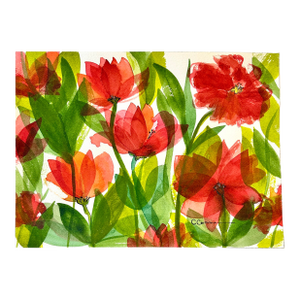 Original Watercolor Painting “Red Tissue Poppies”