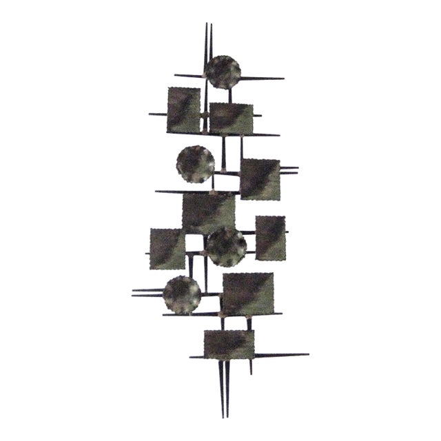 Mid-Century Brutalist Mixed Metal Wall Sculpture For Sale