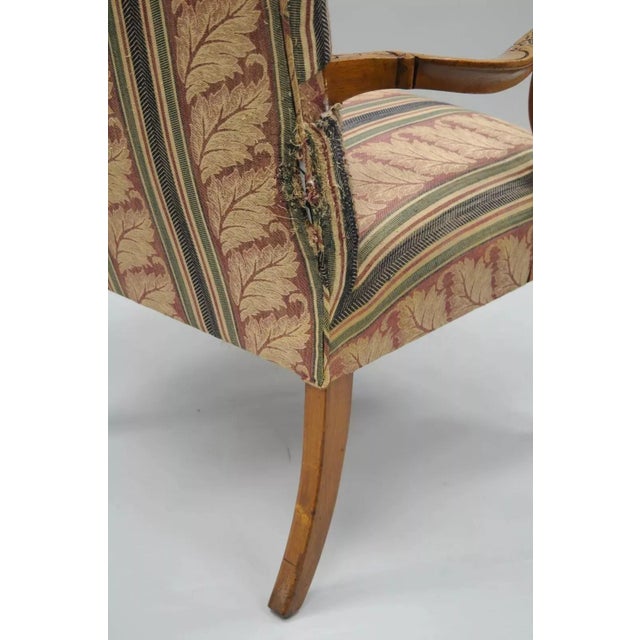 Mid 20th Century Mid 20th Century Vintage Georgian Style Carved Mahogany Figural Faces Paw Foot Lounge Arm Chair For Sale - Image 5 of 11