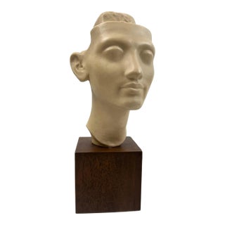 Louvre Museum Reproduction Classical Male Bust, French Plaster Sculpture on Wood 1990's For Sale