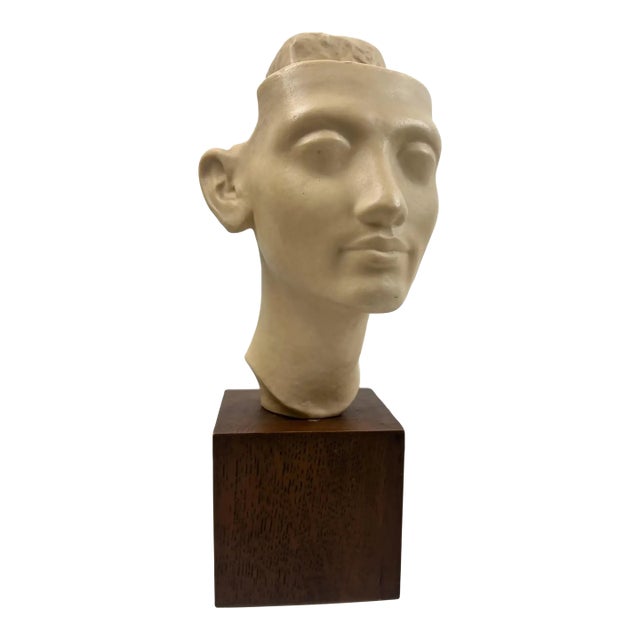 Louvre Museum Reproduction Classical Male Bust, French Plaster Sculpture on Wood 1990's For Sale