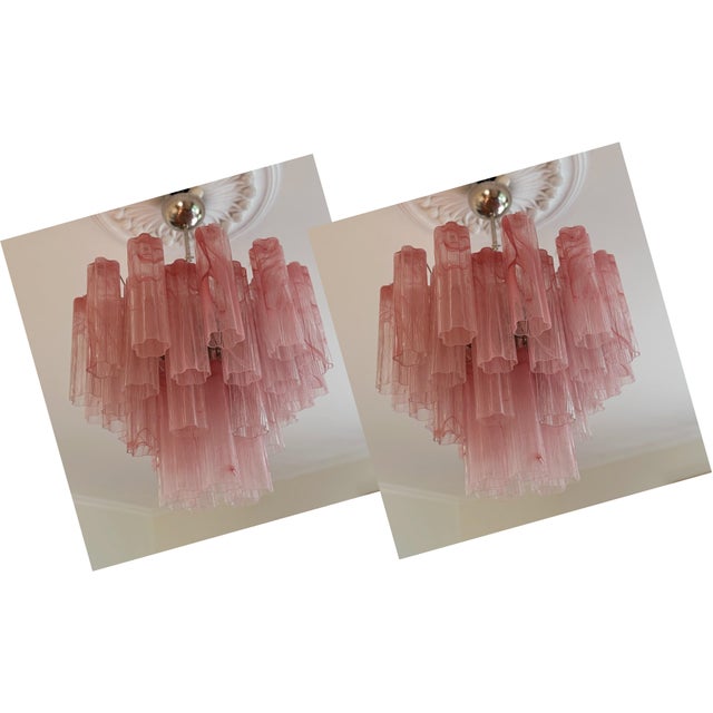 Bold Eclectic Pink Murano Chandeliers, Set of 2 For Sale - Image 10 of 10
